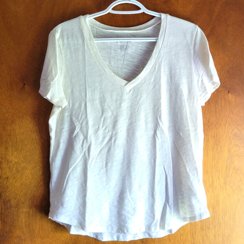 American Eagle Basic White V Neck Tee